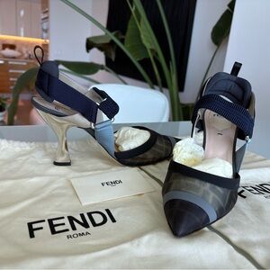 Fendi Women's Navy Blue and Black Pumps